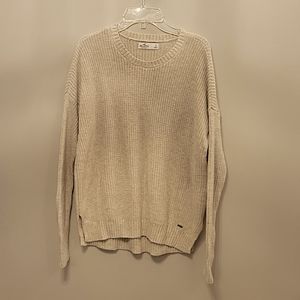Hollister Oatmeal Colored Crew Neck Sweater Size Small S Women's
